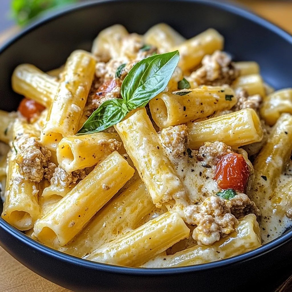 Rigatoni in Hack-Feta-Creme