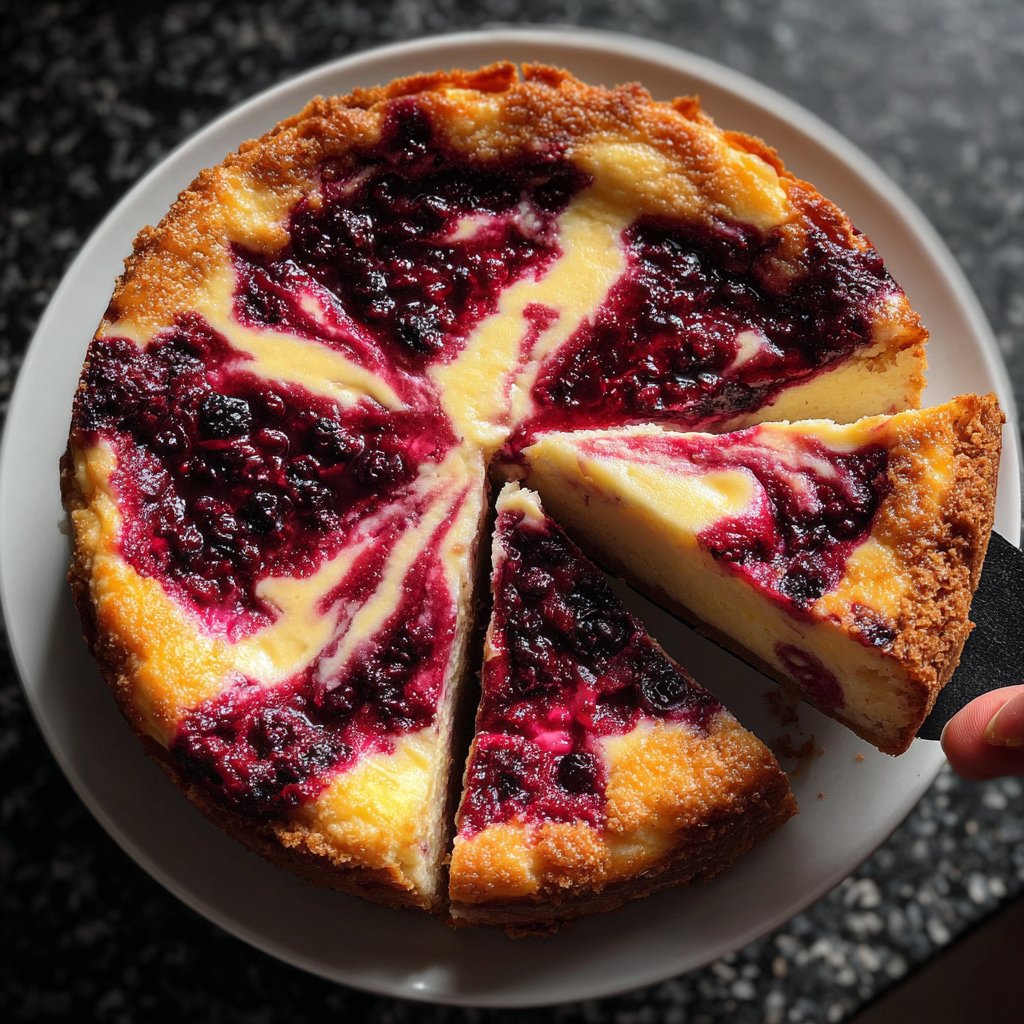 Käsekuchen mit Beeren-Swirl