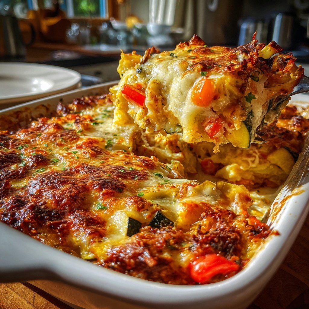 Abendessen mit Gemüseauflauf