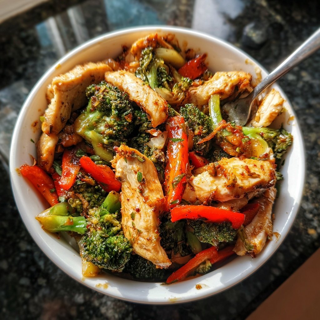 Kalorienarme Hähnchenpfanne Mit Brokkoli Und Paprika